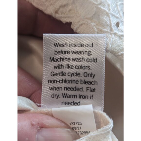 Lauren Conrad Off-white Crochet Cottagecore Boho Peasant Top Square Neckline szS - Picture 9 of 10